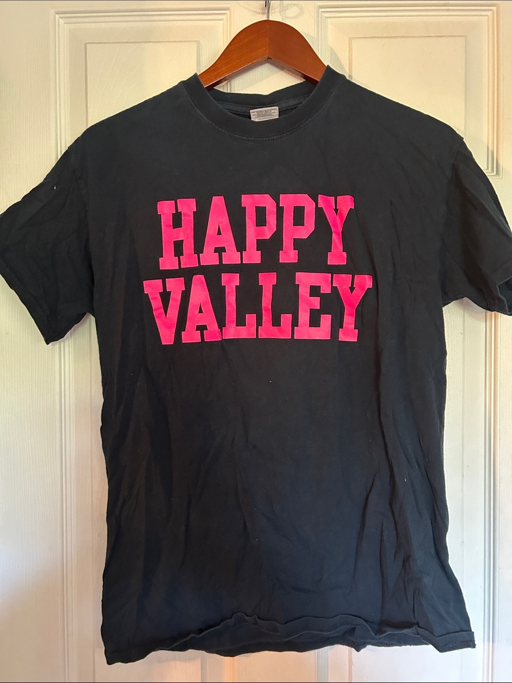 Penn State “Happy Valley “Black T-Shirt with Pink Lettering